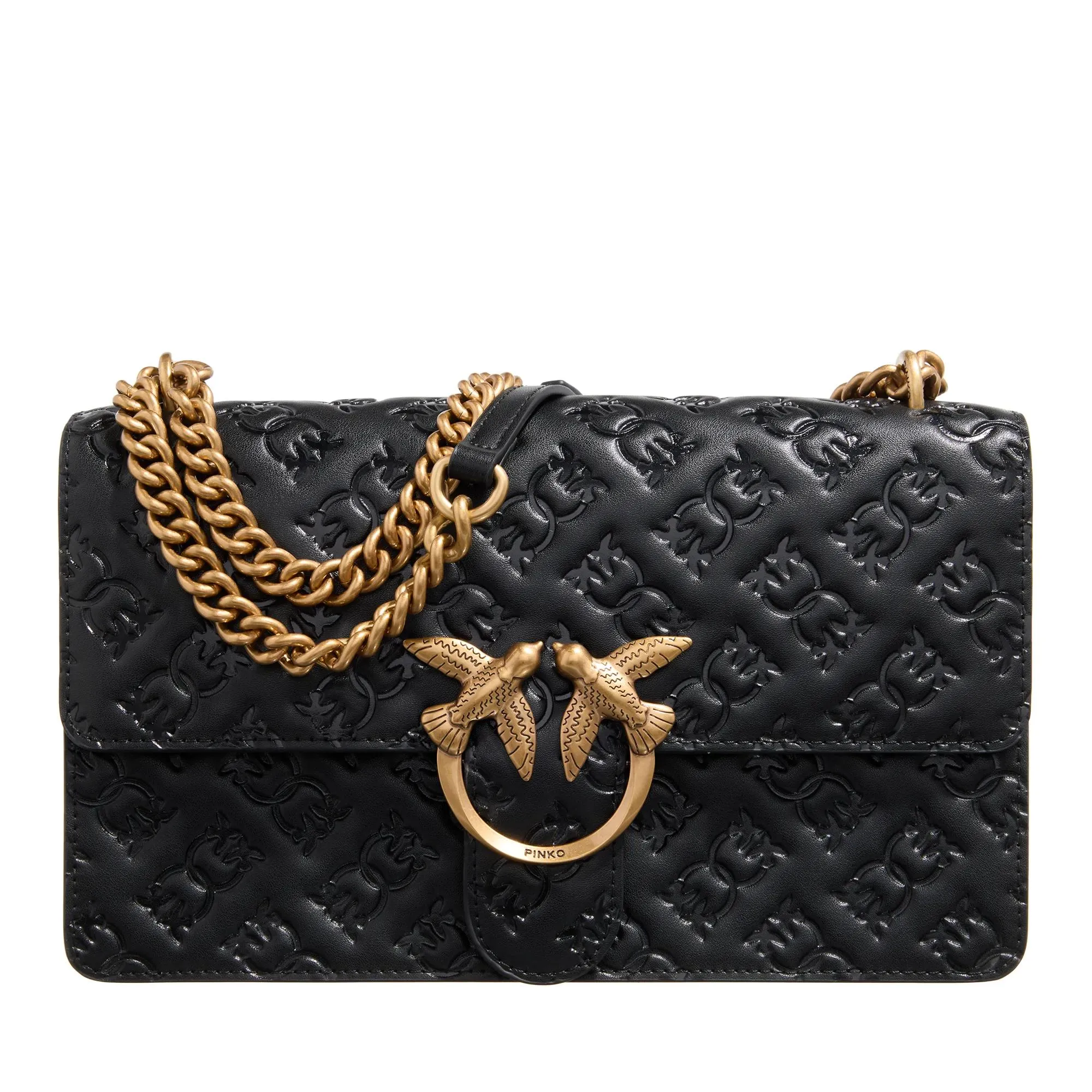   Pinko  Love One Classic Dc Nero-Antique Gold  Crossbody Bag 