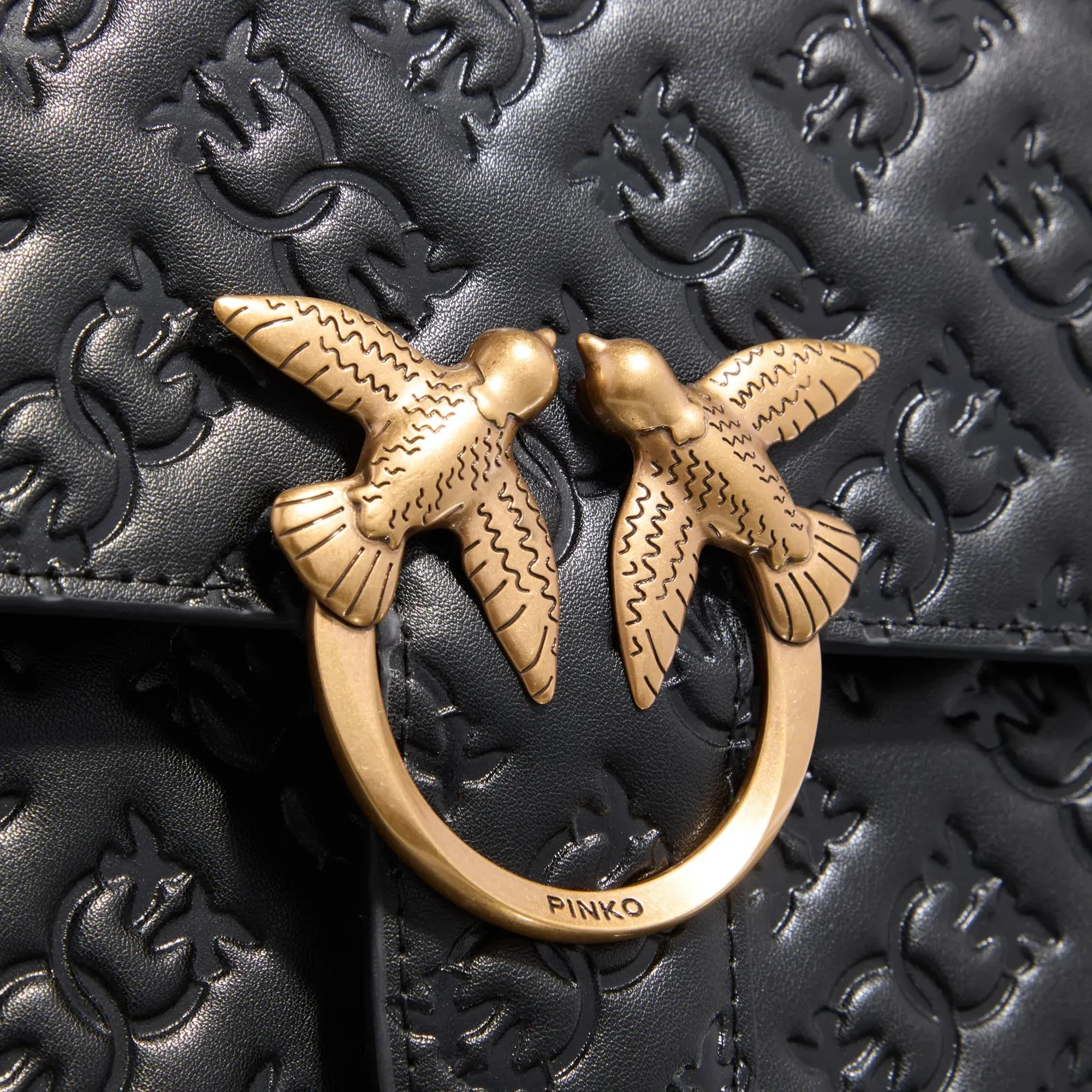   Pinko  Love One Classic Dc Nero-Antique Gold  Crossbody Bag 