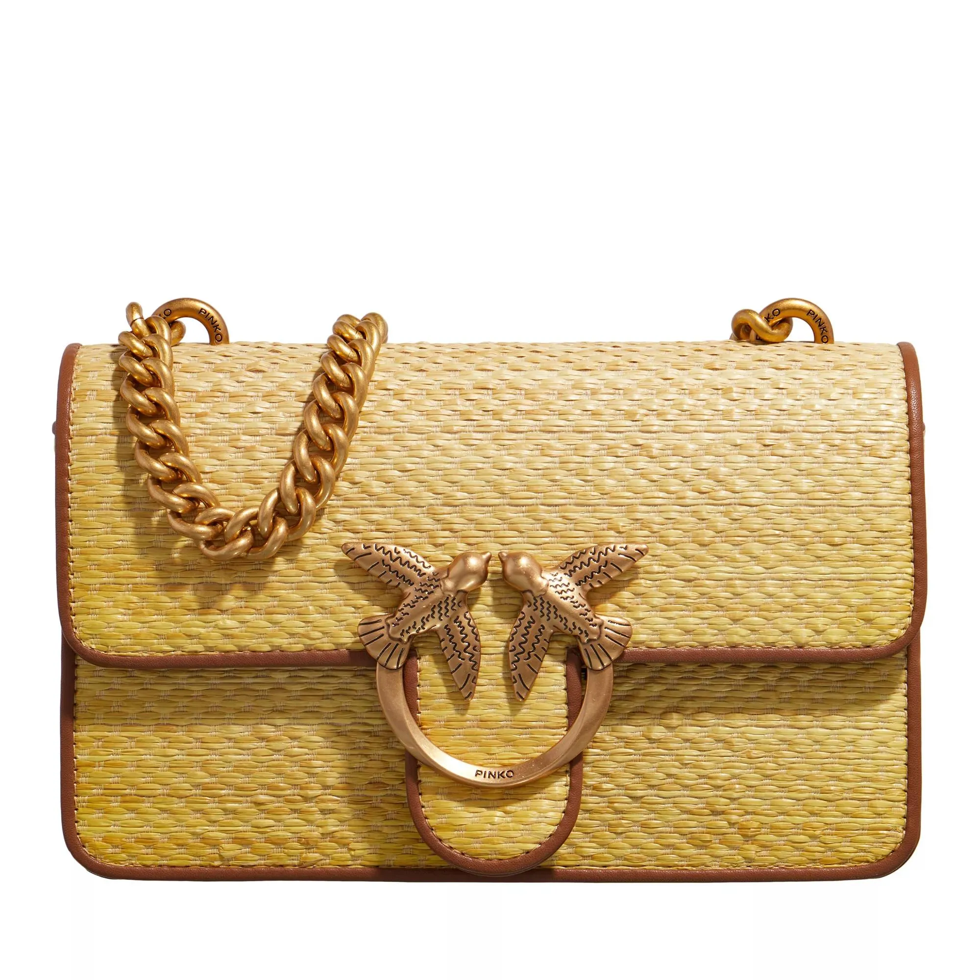   Pinko  Love One Mini Light Cl Giallo/Naturale-Antique Gold  Crossbody Bag 